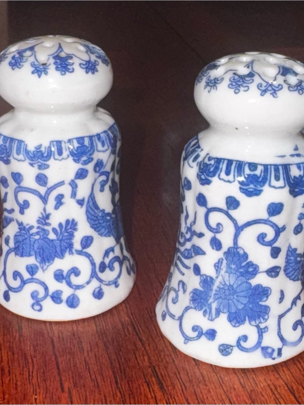 Blue and White Porcelain Floral Salt and Pepper Shakers - Classic Home Accents